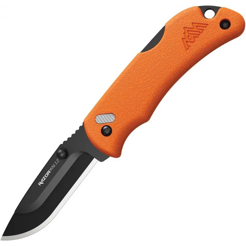 Outdoor Edge Razor Mini Lockback Knife Orange - 2.2" Replaceable Black Coated 420J2 DP Blade Orange ABS Handle Cyclaire Knives and Tools