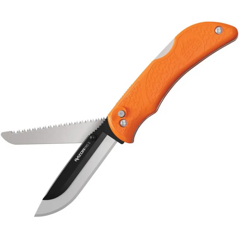 Outdoor Edge Razor Pro S Orange Folding Knife - 3.5" Replaceable Blade with with Bone Saw Cyclaire Knives and Tools