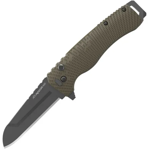 Outdoor Edge Razor XD1 Folding Knife - 3" Blade Flat Dark Earth Nylon Handle inc 3 Blades