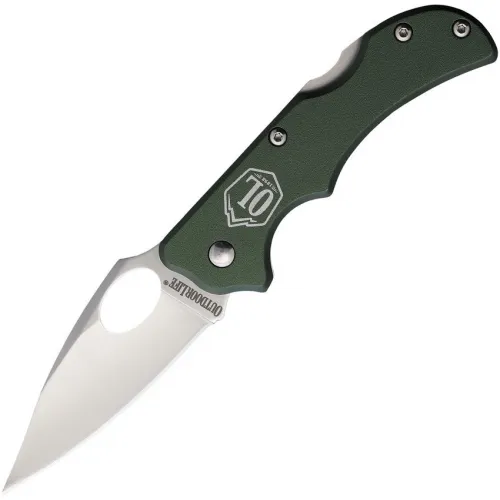 Outdoor Life Summit Lockback Folding Knife - 2.75" Stainless Steel Blade Green Aluminum Handle