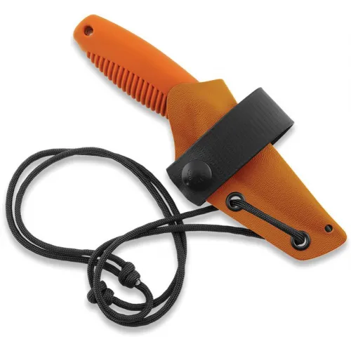 Peltonen Knives M23 Ranger Cub Knife - 2.63" Natural Finish Carbon Steel Blade Orange TPE Handle Kydex Sheath