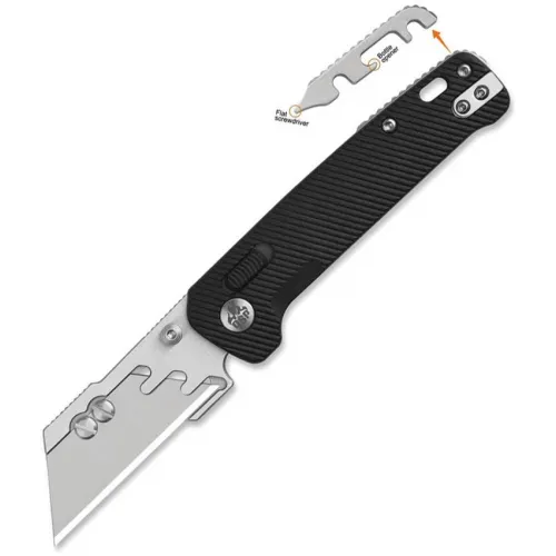 QSP Penguin Workmate Glyde Lock Utility Knife Stainless Steel Blade Black FRN Handle