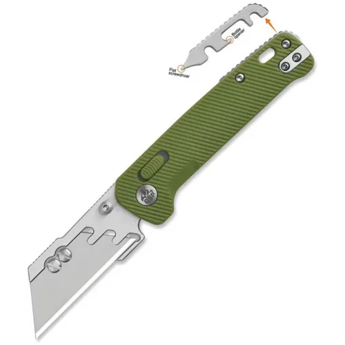 QSP Penguin Workmate Glyde Lock Utility Knife Stainless Steel Blade OD Green FRN Handle