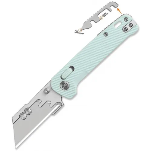 QSP Penguin Workmate Glyde Lock Utility Knife Stainless Steel Blade Ice Cream Blue FRN Handle