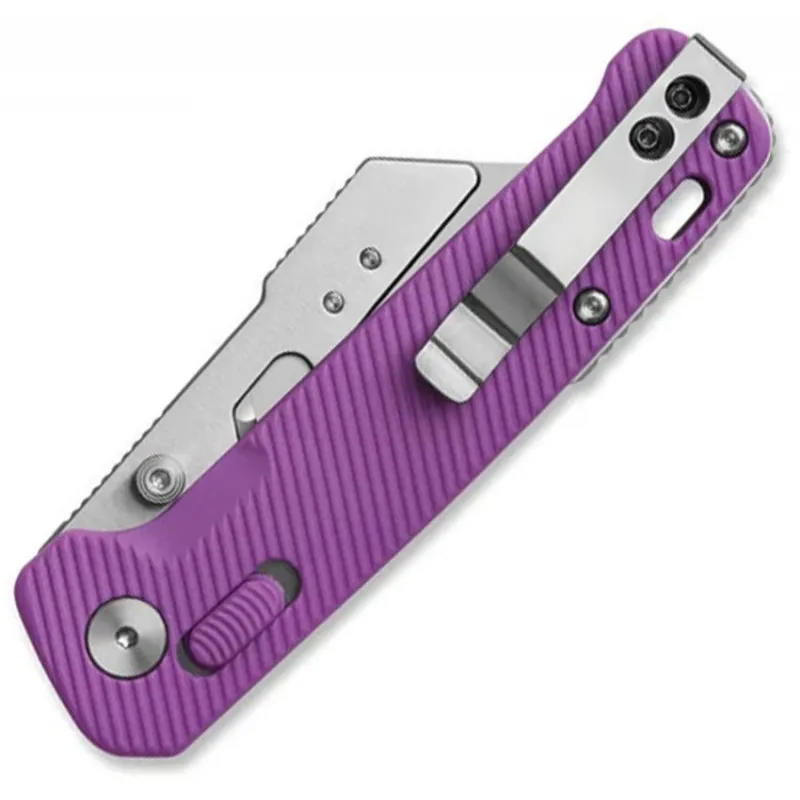 QSP Penguin Workmate Glyde Lock Utility Knife Stainless Steel Blade Purple FRN Handle Cyclaire Knives and Tools
