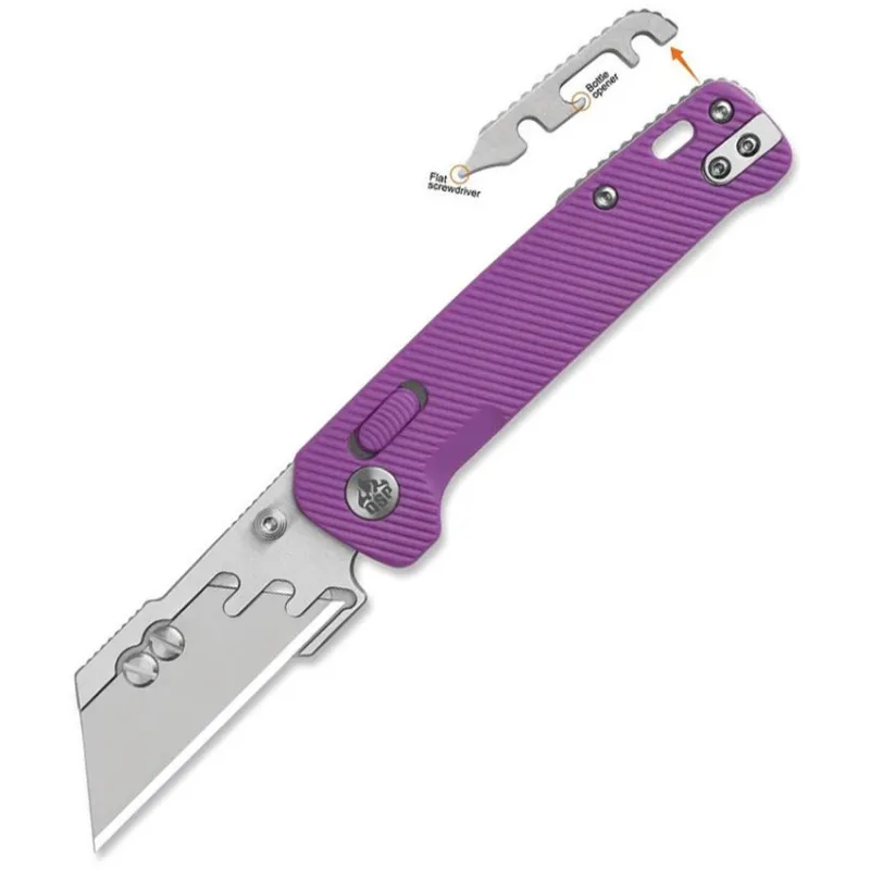 QSP Penguin Workmate Glyde Lock Utility Knife Stainless Steel Blade Purple FRN Handle Cyclaire Knives and Tools