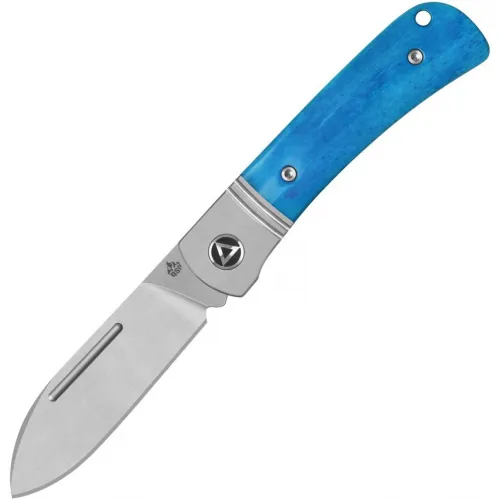 QSP Hedgehog Slipjoint UK EDC Knife - 2.92" 14C28N Blade Blue Smooth Bone Handle
