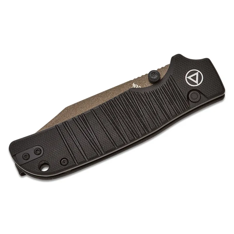 QSP Kali Folding Knife - 3.25" 14C28N Champagne Blade Black Milled G10 Handle Cyclaire Knives and Tools