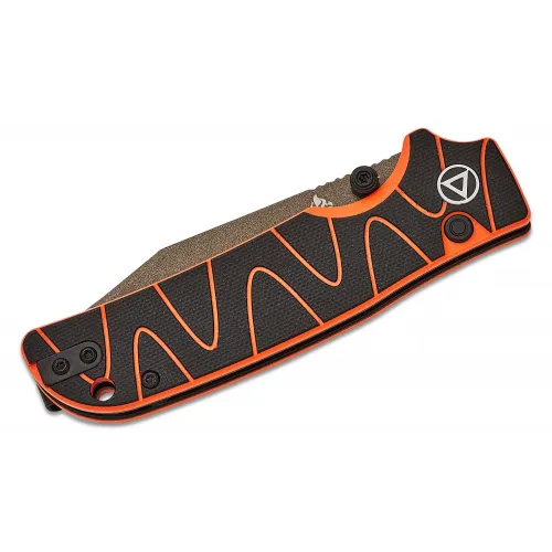 QSP Kali Folding Knife - 3.25" 14C28N Champagne Blade Black and Orange Neon Milled G10 Handle