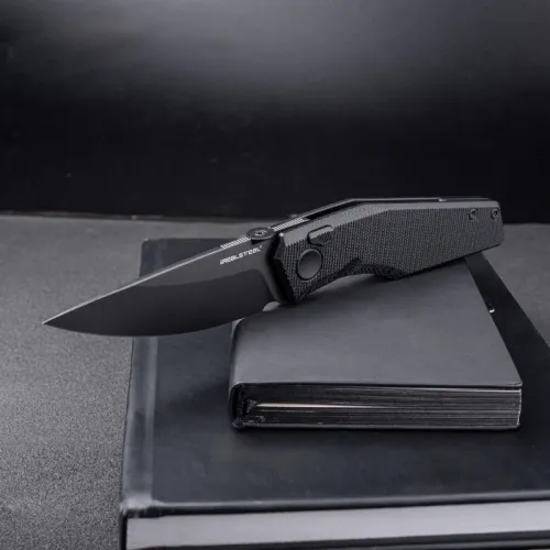 Real Steel Spectrum Folding Knife - 3.7" Nitro-V Black Blade Black G10 Handle