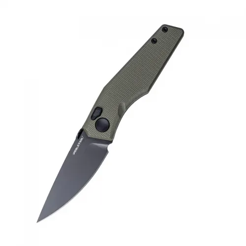Real Steel Spectrum Folding Knife - 3.7" Nitro-V Black Blade Green G10 Handle