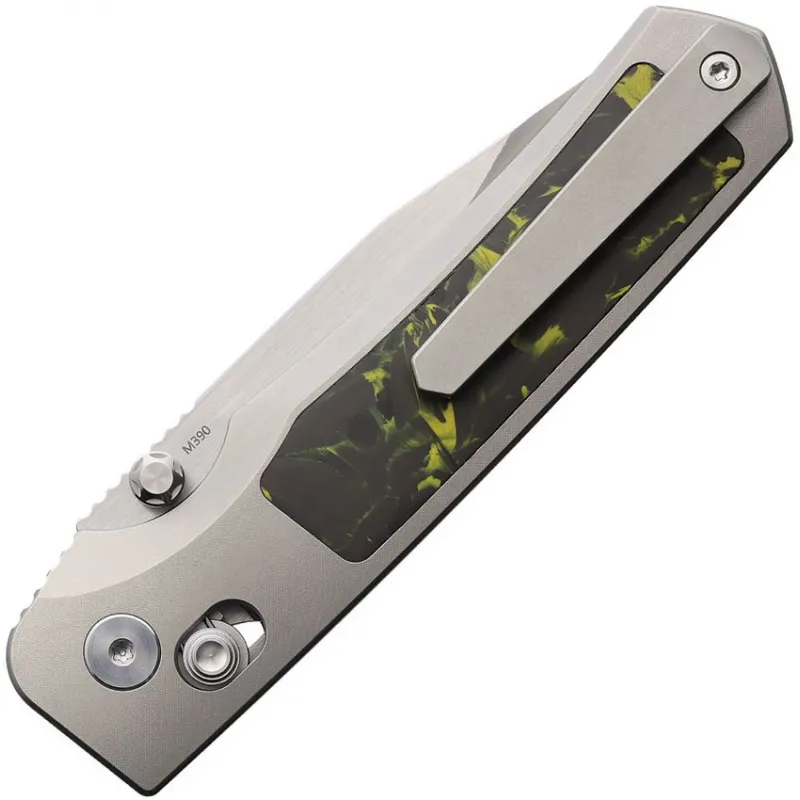 Remette Aurora Folding Knife - 3.35" M390 Blade Titanium Handle with Jungle Wear Fat Carbon Fiber Inlay Cyclaire Knives and Tools