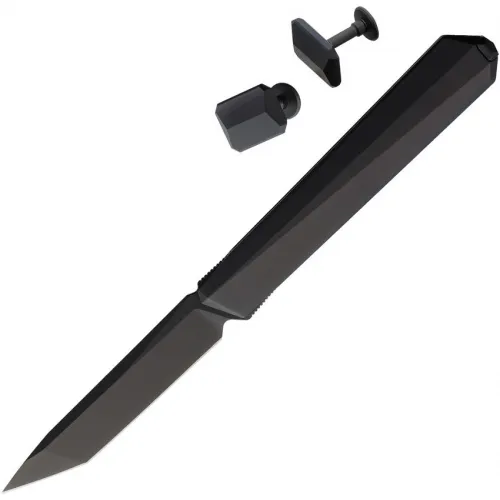 Remette Eligo UK EDC Double Detent Folding Knife with Free Cuff Links - 2.75" M390 Black Tanto Blade Black Titanium Handle