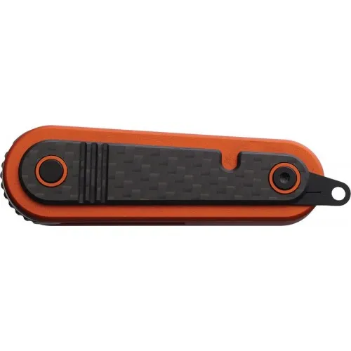 Revo Knives Spirit - 1.88" Stonewash Blade, Orange Handle with CF Inlay