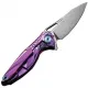 Rike Knife Mini Frame Lock Folding Knife - 1.5" Rose Damascus Blade Purple Anodized Titanium Handle Cyclaire Knives and Tools