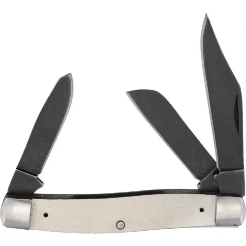 Roper Knives UK EDC Stockman Folding Knife Black - Carbon Steel Blades, No Handle for Knife Makers