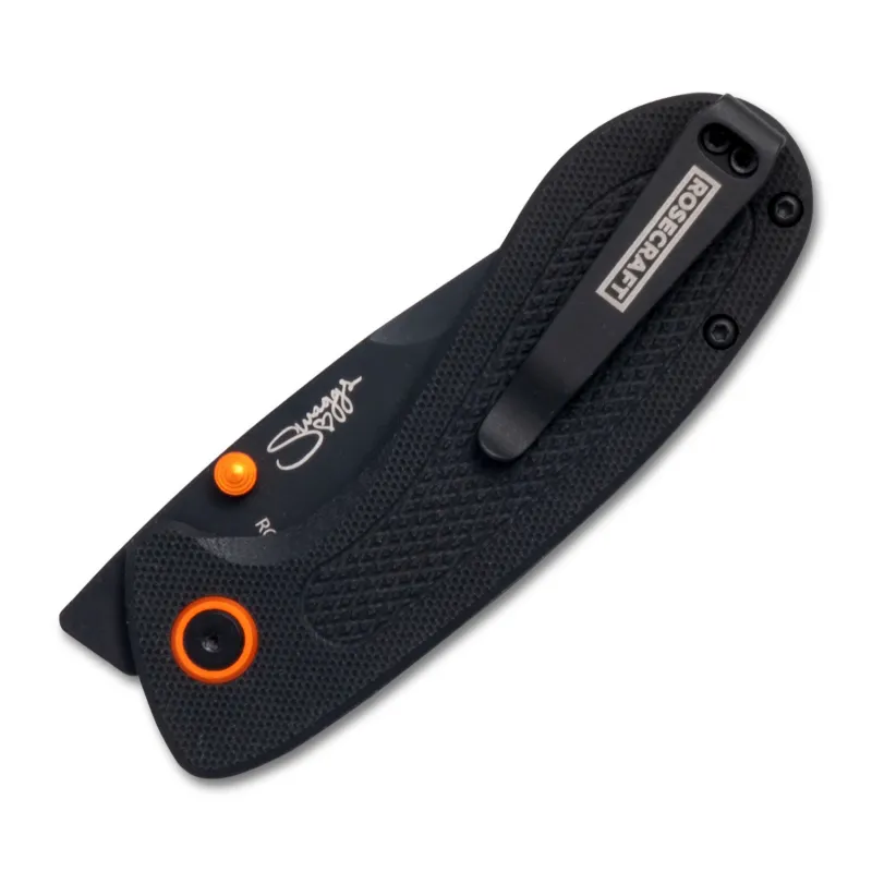 RoseCraft Blades Pocket Monster Folding Knife Black G10 Handle Cyclaire Knives and Tools