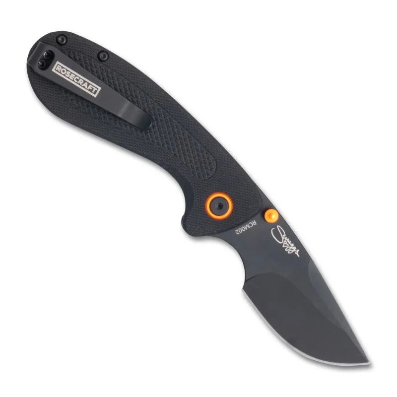 RoseCraft Blades Pocket Monster Folding Knife Black G10 Handle Cyclaire Knives and Tools