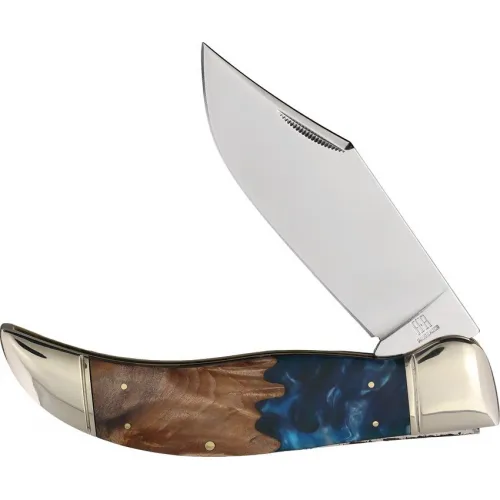 Rough Ryder Deer Slayer Pandors Swirl Slipjoint Knife - 4.25" Stainless Steel Blade Blue Resin Handle