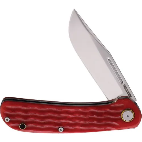Rough Ryder Red Sea Folding Knife - 3.25" D2 Tool Steel Blade Red Jigged Bone Handle