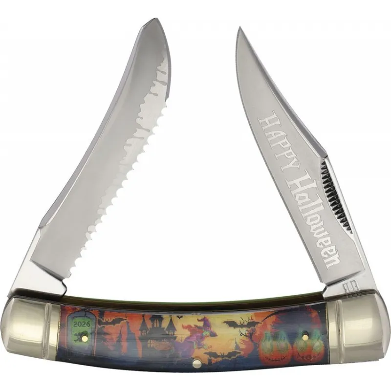 Rough Ryder Halloween Moose Dual Blade Folding Knife - 3.54" Blades Glow In The Dark Handle Cyclaire Knives and Tools