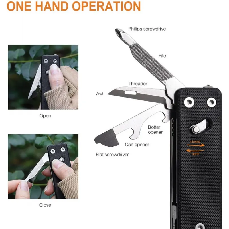 Roxon KS2 Elite One Handed Multi-Tool -  3.42" Closed 14 Tools Black G10 Handle Cyclaire Knives and Tools