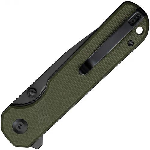 Sencut Knives Aetheris Folding Knife - 3.63" Black Stainless Steel Blade OD Green G10 Handle