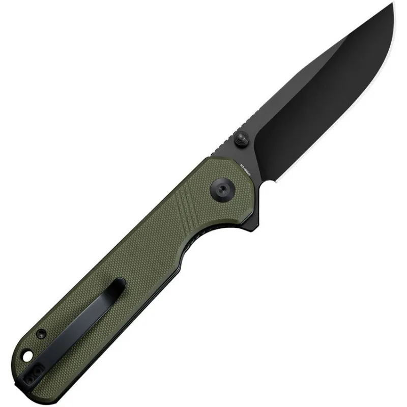 Sencut Knives Aetheris Folding Knife - 3.63" Black Stainless Steel Blade OD Green G10 Handle Cyclaire Knives and Tools