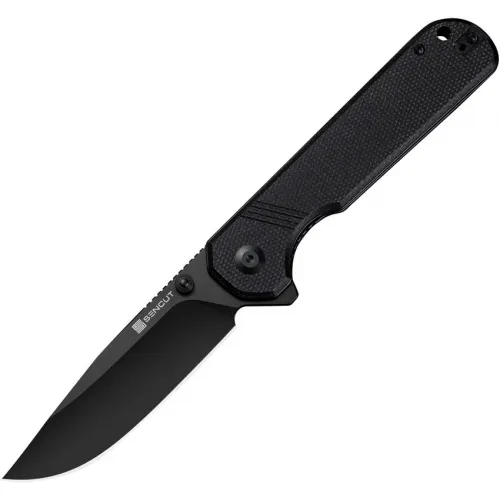 Sencut Knives Aetheris Folding Knife - 3.63" Black Stainless Steel Blade Black Canvas Micarta Handle
