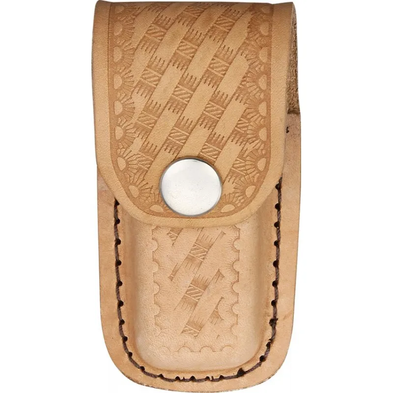 Basket Weave Texture Natural Leather Belt Sheath for Folding Knives up to 3.5" Cyclaire Knives and Tools