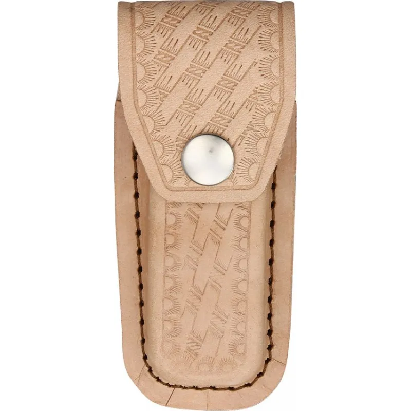 Basket Weave Texture Natural Leather Belt Sheath for Folding Knives up to 4" Cyclaire Knives and Tools