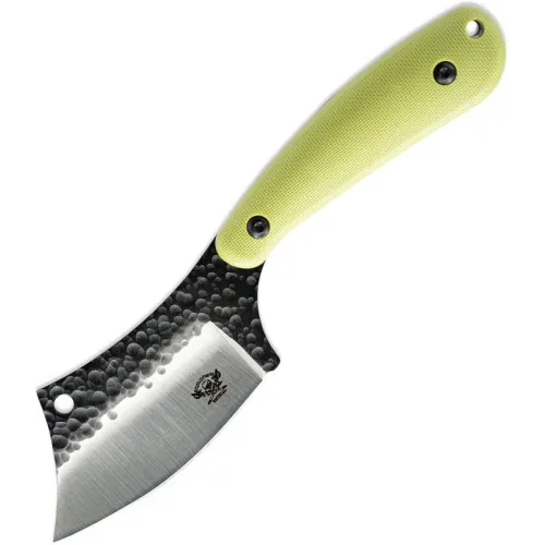 Skallywag Tactical Mantis Cleaver Fixed Blade Knife - 2.75" Hammered 420 Stainless Steel Blade Green Handle