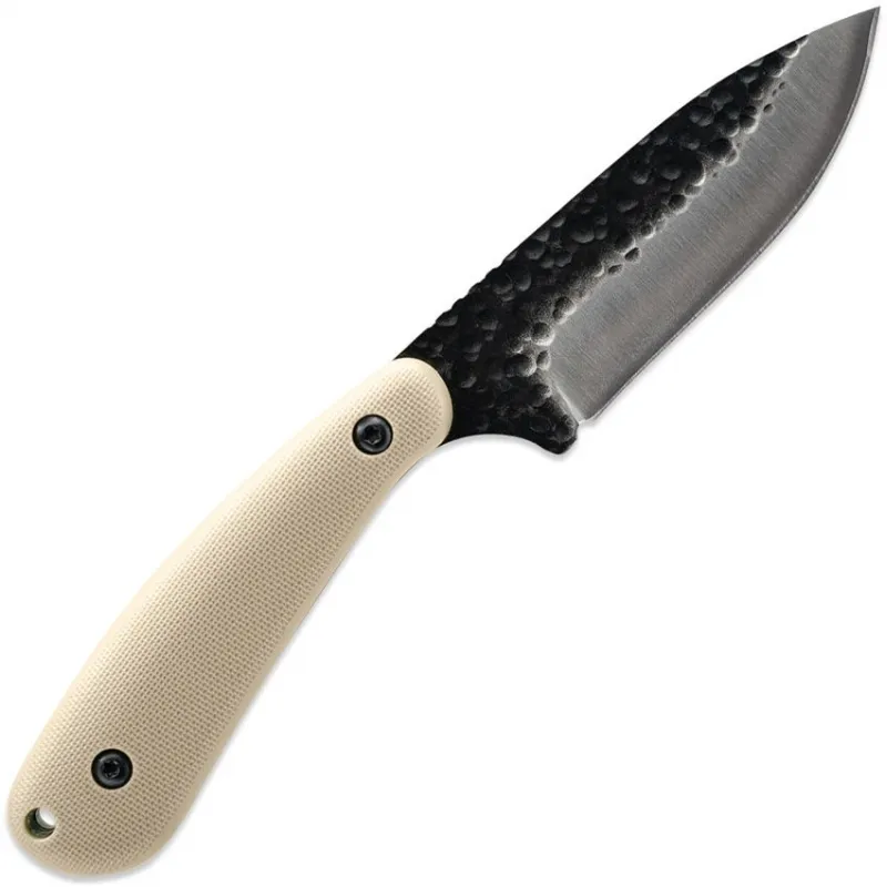 Skallywag Tactical Fireside Fixed Blade Knife - 2.75" Hammered 420 Stainless Steel Blade Tan Handle Cyclaire Knives and Tools