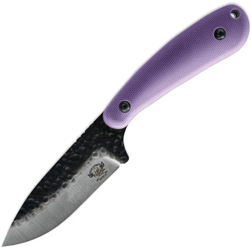 Skallywag Tactical Fireside Fixed Blade Knife - 2.75" Hammered 420 Stainless Steel Blade Purple Handle Cyclaire Knives and Tools