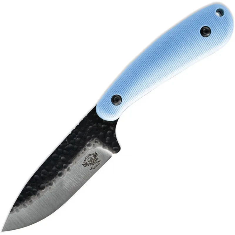 Skallywag Tactical Fireside Fixed Blade Knife - 2.75" Hammered 420 Stainless Steel Blade Blue Handle Cyclaire Knives and Tools