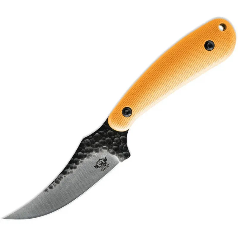 Skallywag Tactical Scorpion Fixed Blade Knife - 2.75" Hammered 420 Stainless Steel Skinner Blade Orange Handle Cyclaire Knives and Tools