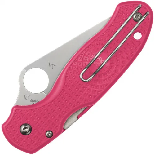 Spyderco Paramilitary 3 Lightweight Folding Knife - 2.92" CTS-BD1N Plain Blade Pink FRN Handle