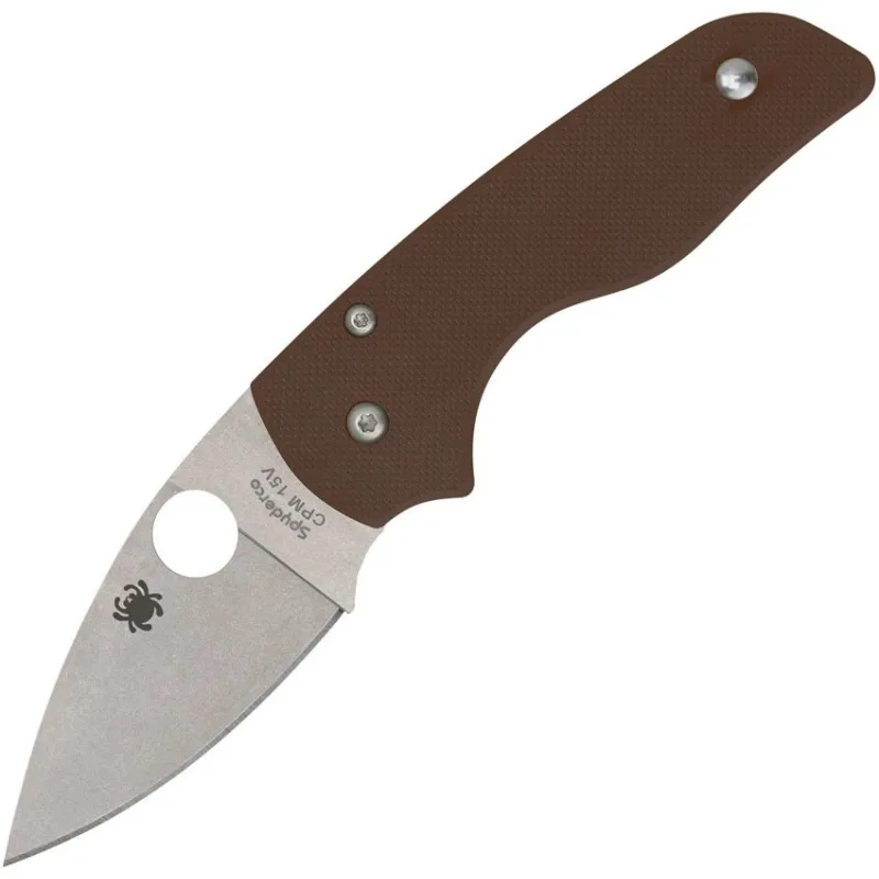 Spyderco Lil' Native Sprint Run Folding Knife - 2.42" CPM-15V Stonewashed Plain Blade Brown G10 Handle Cyclaire Knives and Tools
