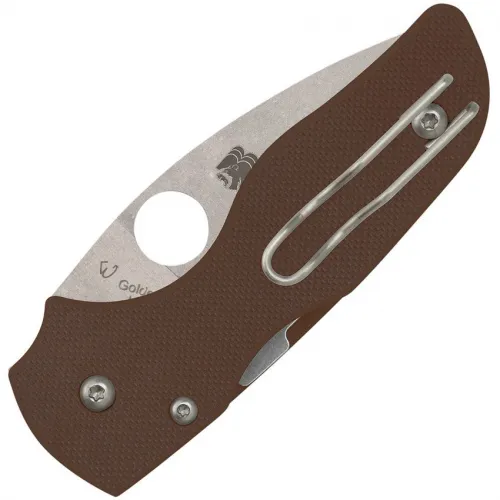 Spyderco Lil' Native Sprint Run Folding Knife - 2.42" CPM-15V Stonewashed Plain Blade Brown G10 Handle