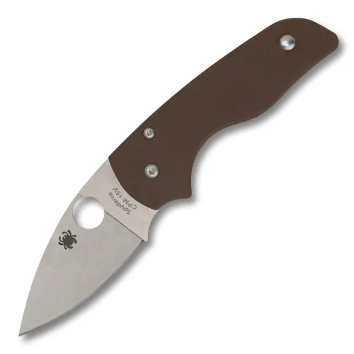 Spyderco Lil' Native Sprint Run Folding Knife - 2.42" CPM-15V Stonewashed Plain Blade Brown G10 Handle
