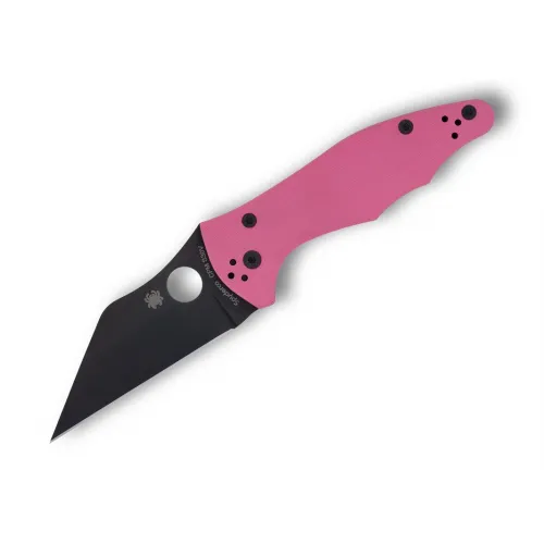 Spyderco YoJumbo Sprint Run Folding Knife - 3.98" Black DLC CPM-S30V Blade Pink G10 Handle