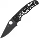 Spyderco Edgerati Compression Lock Folding Knife - 3.57" CPM-S30V Black DLC Plain Blade Black Skeletonized Aluminum Handle Cyclaire Knives and Tools
