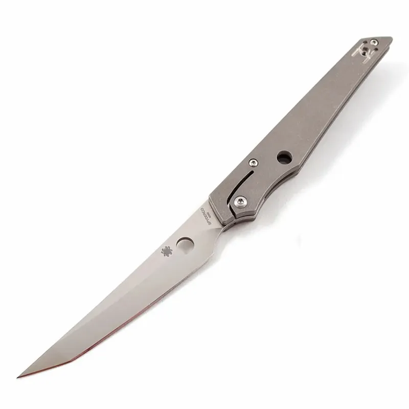 Spyderco COBOL Folding Knife -  3.63" M390 Tanto Blade Machined Titanium Handle Cyclaire Knives and Tools