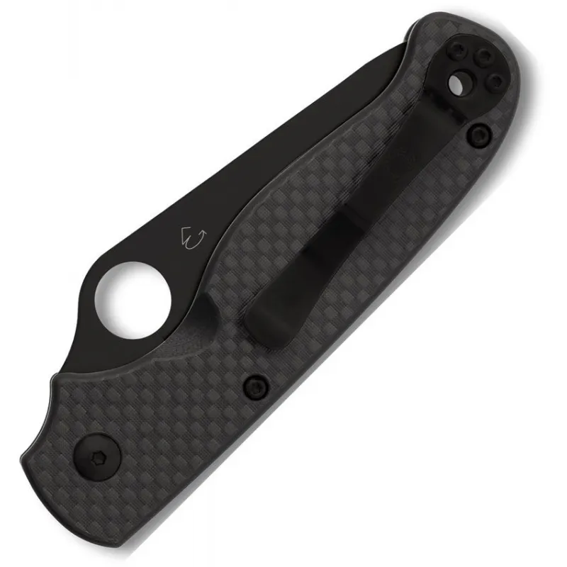 Spyderco ButtonUP Button Lock Folding Knife - 3.25" Black 8Cr13MoV Stainless Steel Blade Carbon Fiber and G10 Handle Cyclaire Knives and Tools