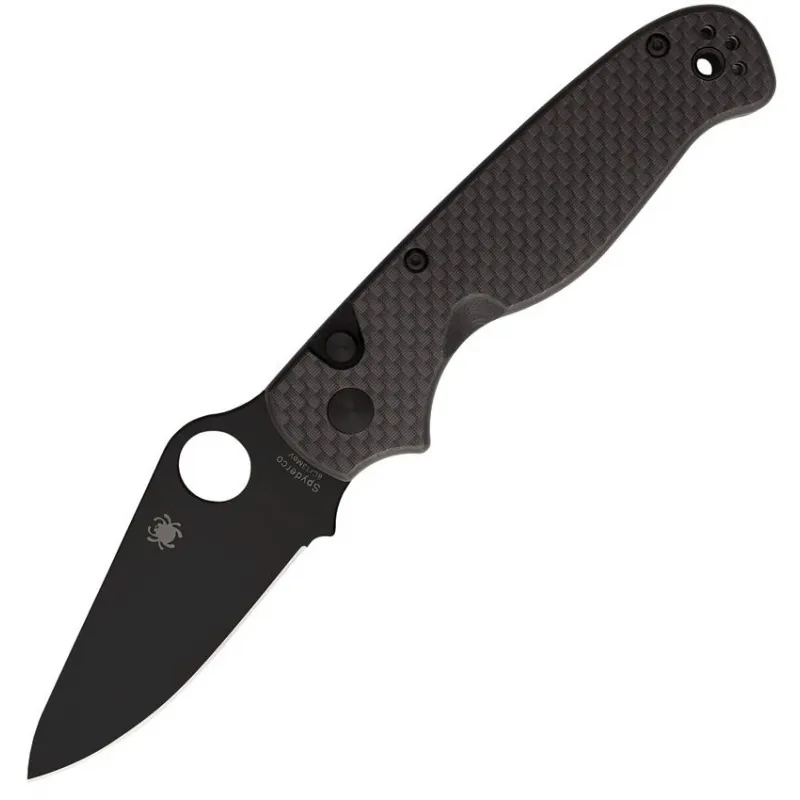 Spyderco ButtonUP Button Lock Folding Knife - 3.25" Black 8Cr13MoV Stainless Steel Blade Carbon Fiber and G10 Handle Cyclaire Knives and Tools