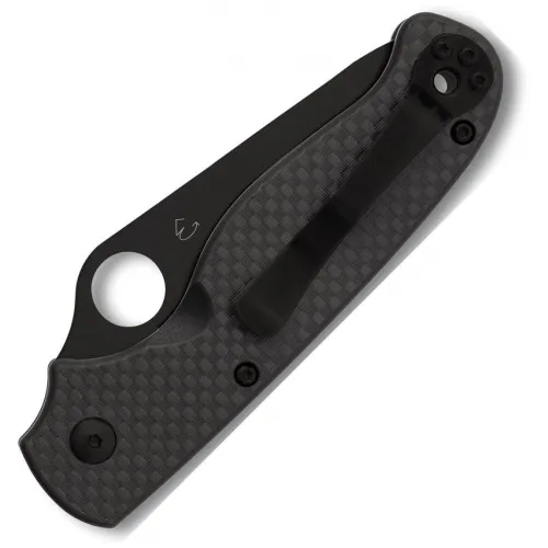 Spyderco ButtonUP Button Lock Folding Knife - 3.25" Black Part Serrated 8Cr13MoV Stainless Steel Blade Carbon Fiber and G10 Handle