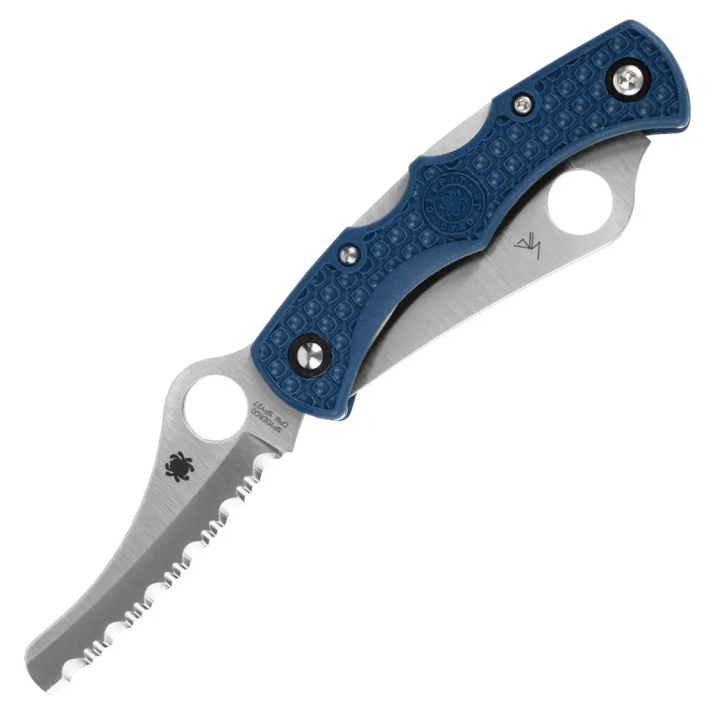 Spyderco Dyad JR Dual Blade Folding Knife - 2.43" CP Plain Blade 2.41" Sheepsfoot Serrated Blade Cyclaire Knives and Tools
