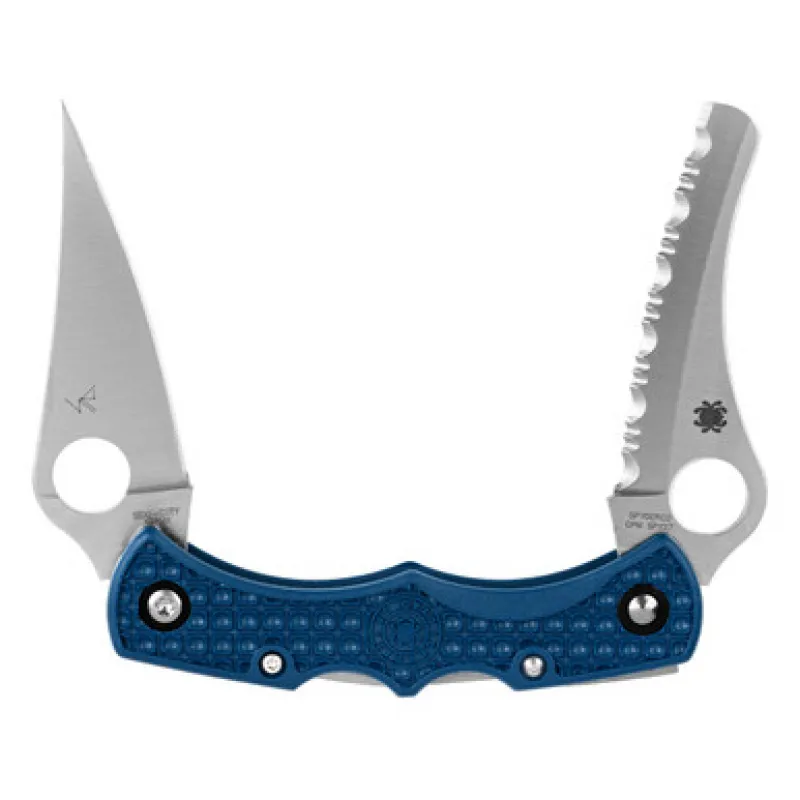 Spyderco Dyad JR Dual Blade Folding Knife - 2.43" CP Plain Blade 2.41" Sheepsfoot Serrated Blade Cyclaire Knives and Tools