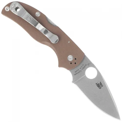 Spyderco Native 5 Sprint Run Folding Knife - 2.95" CPM-15V Plain Blade Brown G10 Handle