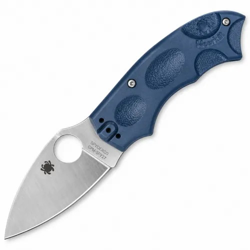 Spyderco Meerkat Sprint Run Phantom Lock Folding Knife - 2" CPM-SPY27 Satin Plain Blade Cobalt Blue FRN Handle
